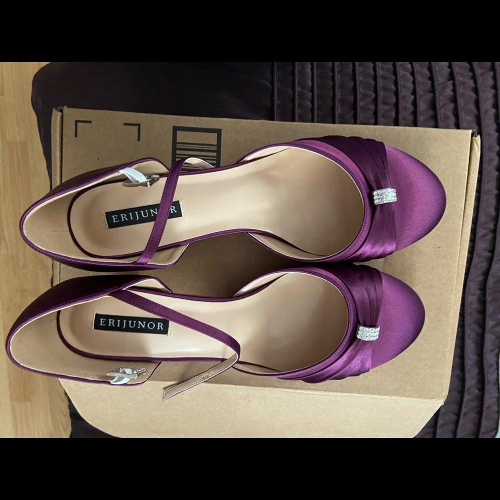 Purple Satin Kitten Heel shoes